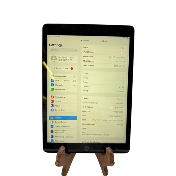 Unlocked Apple iPad 9th Gen A2603 64GB Wi-Fi + 5G 10.2 in - Space Gray - Picture 2 of 7